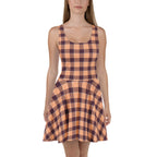 Hit Pink and Livid Brown Plaid Skater Dress - Scottish Squares