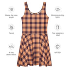 Hit Pink and Livid Brown Plaid Skater Dress - Scottish Squares