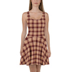Whiskey and Livid Brown Plaid Skater Dress - Scottish Squares