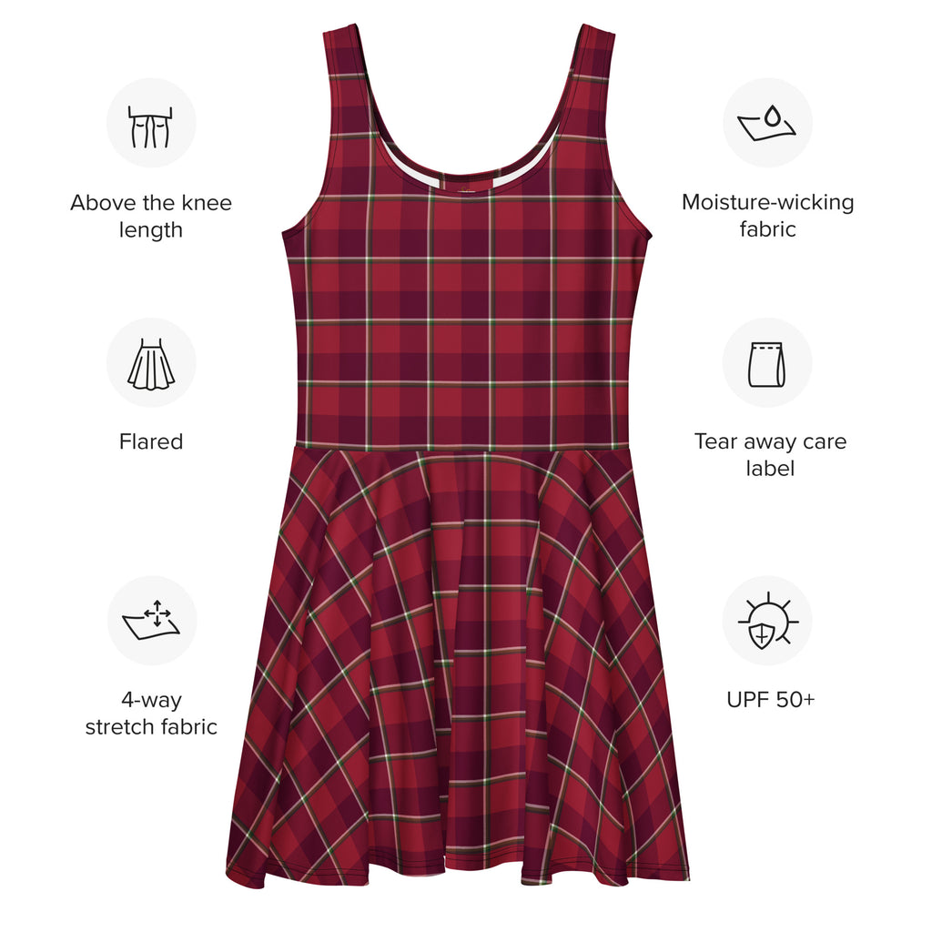 Old Brick and Cab Sav Plaid Skater Dress - Scottish Squares