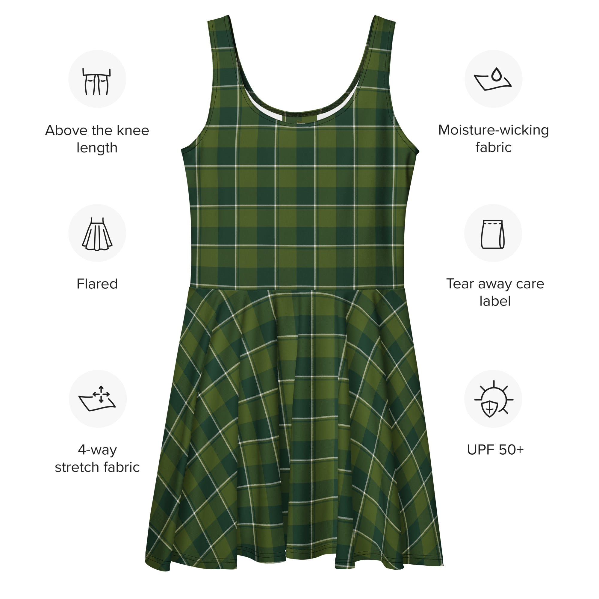 Woodland and Evergreen Plaid Skater Dress - Scottish Squares