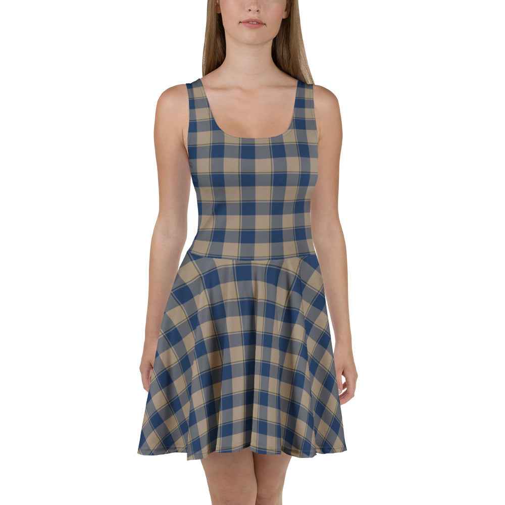 Cello and Donkey Brown Plaid Skater Dress - Scottish Squares