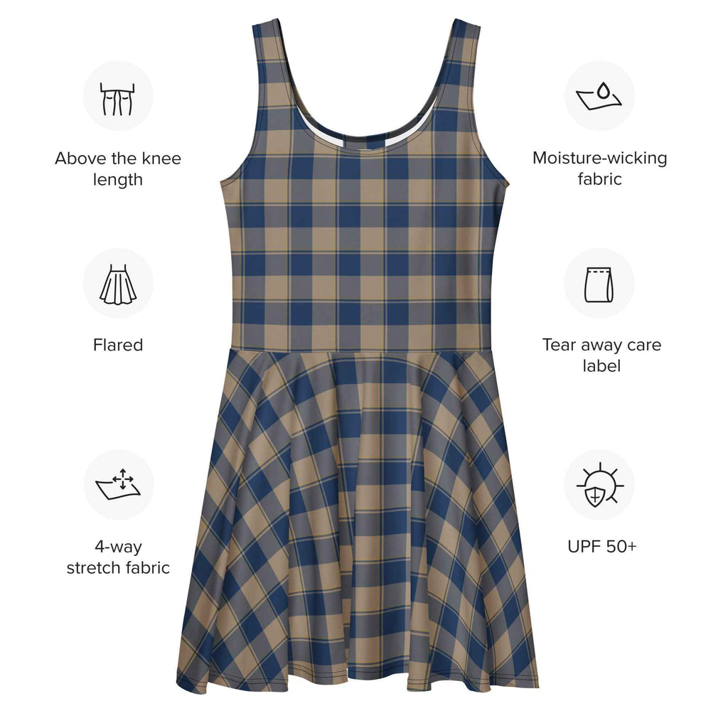 Cello and Donkey Brown Plaid Skater Dress - Scottish Squares