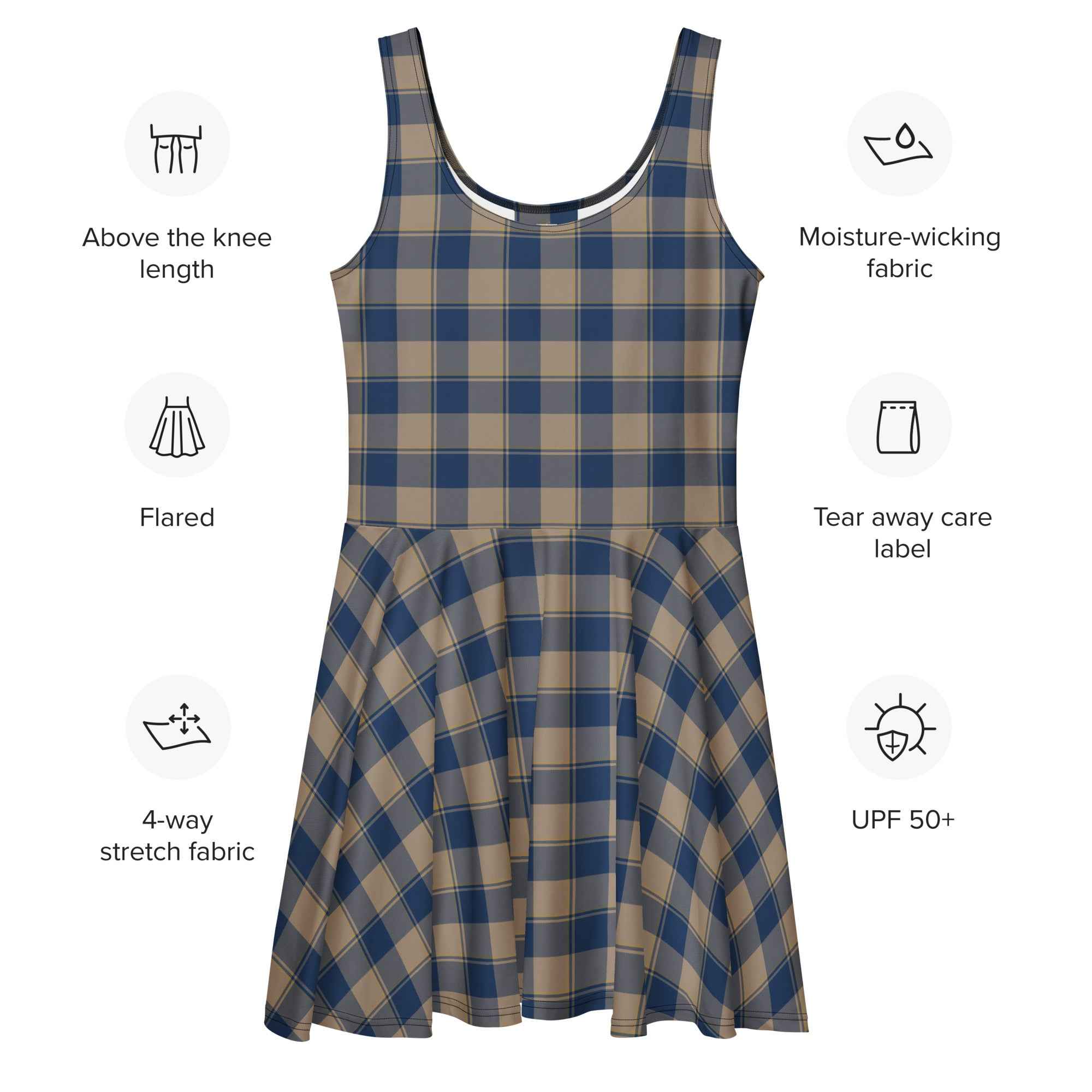 Cello and Donkey Brown Plaid Skater Dress - Scottish Squares