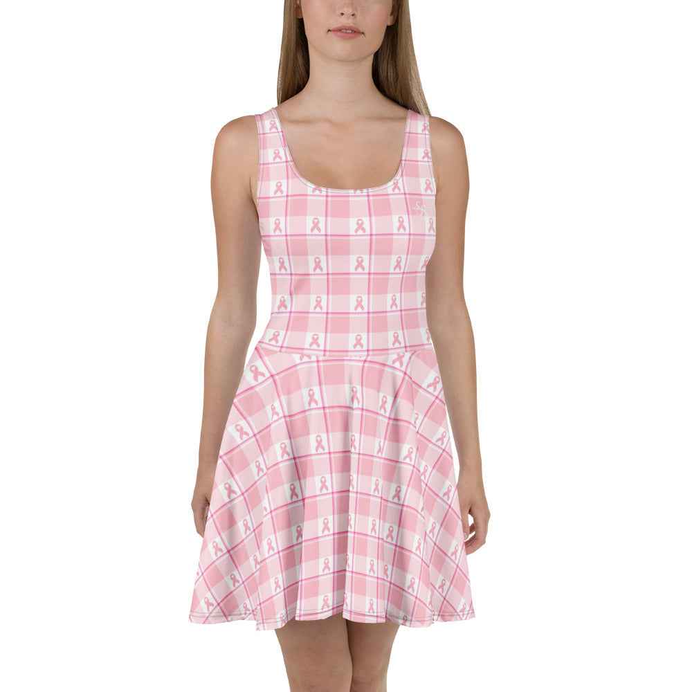 Skater Dress Breast Cancer Awareness Plaid - Scottish Squares