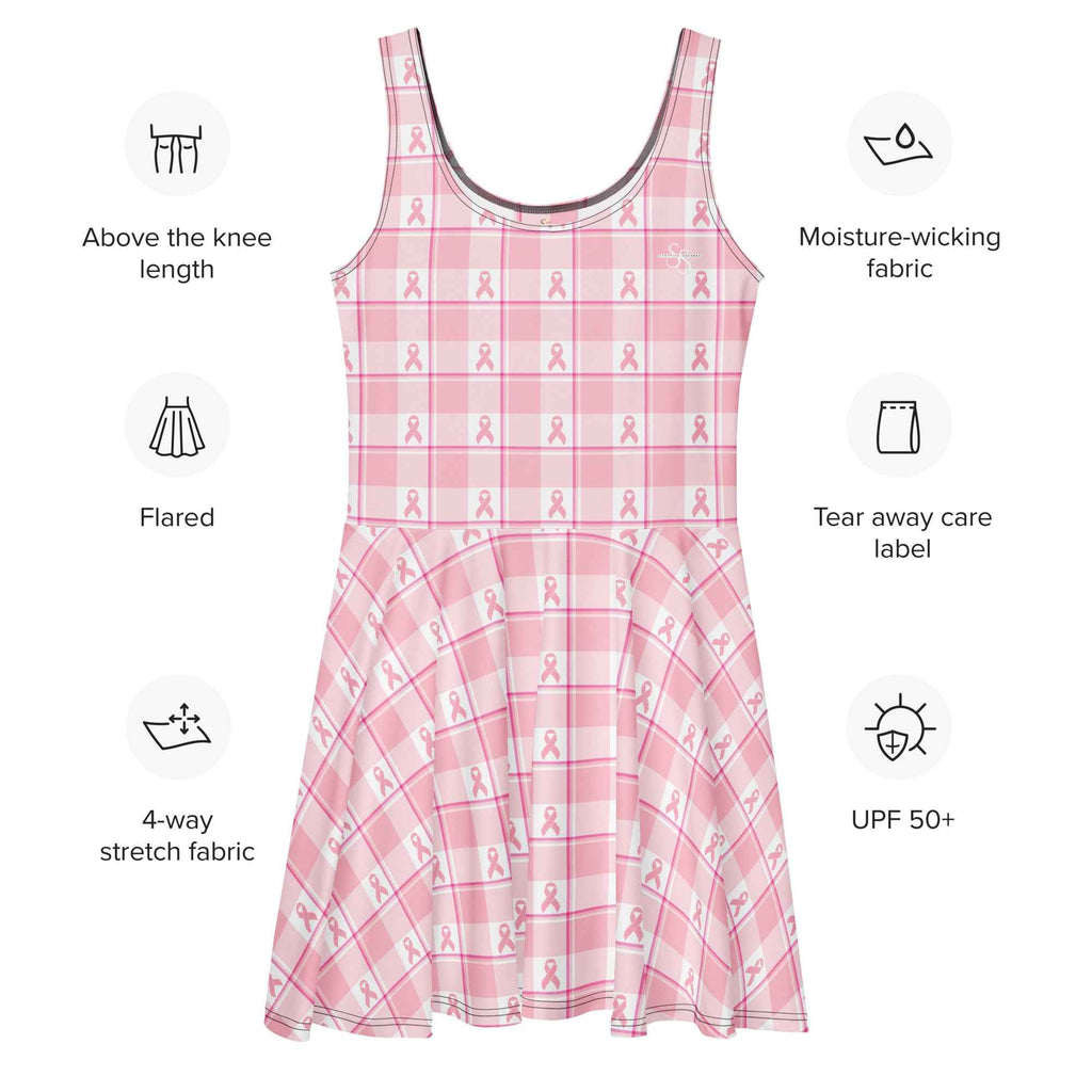 Skater Dress Breast Cancer Awareness Plaid - Scottish Squares
