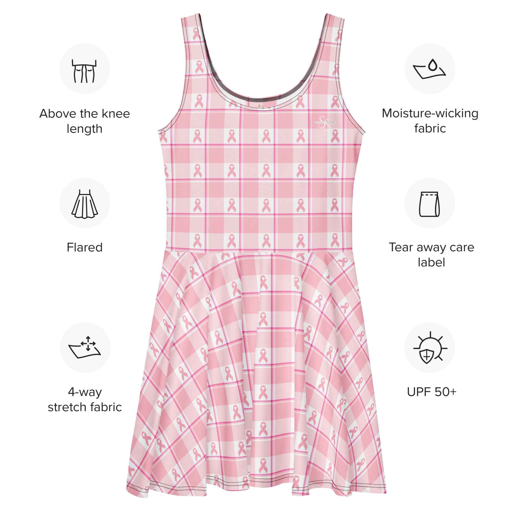 Skater Dress Breast Cancer Awareness Plaid - Scottish Squares