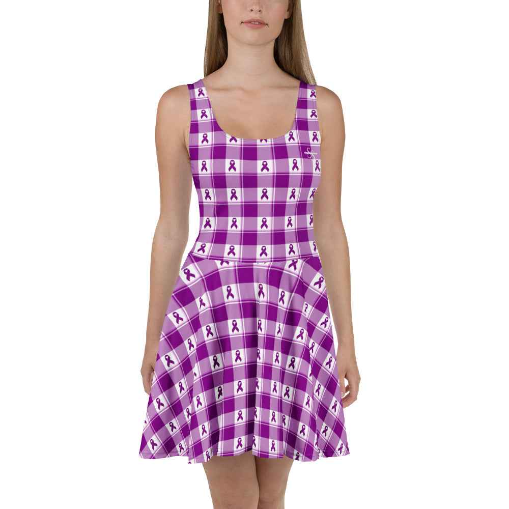 Skater Dress Pancreatic Cancer Awareness Plaid 3XL - Scottish Squares