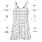 Skater Dress Lung Cancer Awareness Plaid, White Ribbon, Supportive Gift - Scottish Squares