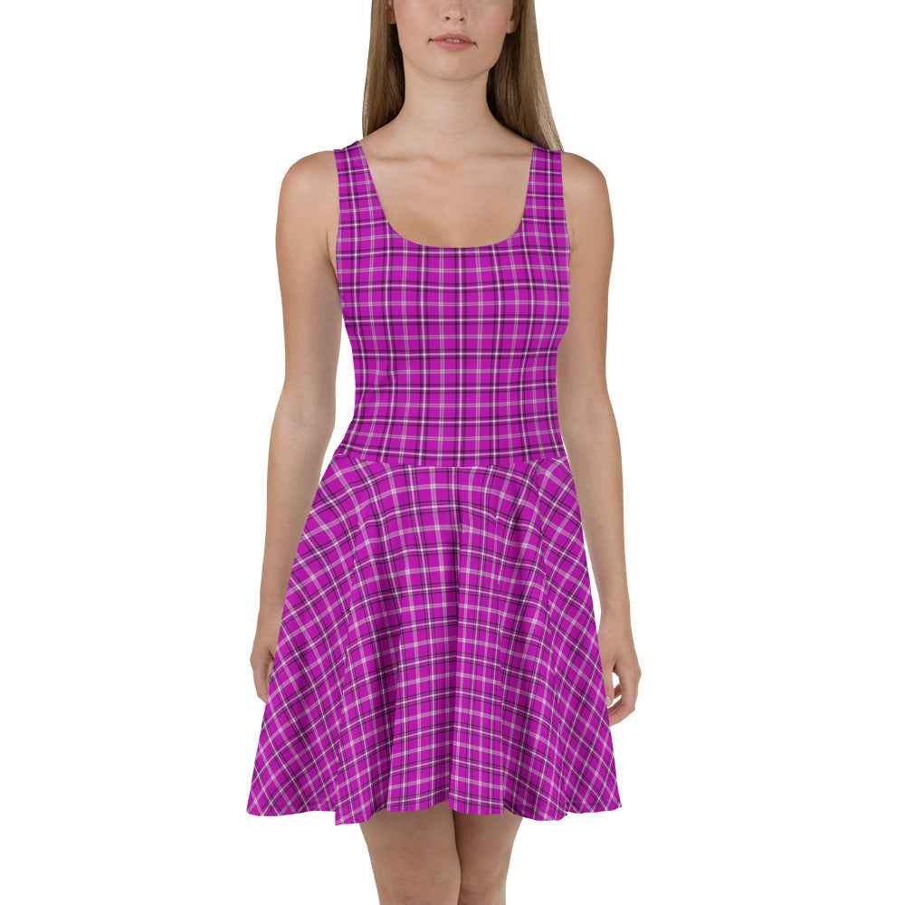 Skater Dress Purple Pink Black Plaid Classic