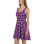 Purple and Trendy Pink Plaid Skater Dress - Scottish Squares
