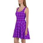 Electric Violet and Fuchsia Plaid Skater Dress - Scottish Squares