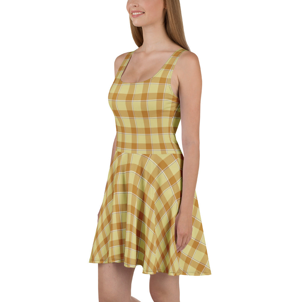 Zombie and Copper Plaid Skater Dress - Scottish Squares