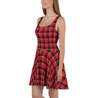 Red Ribbon and Heavy Metal Plaid Skater Dress - Scottish Squares