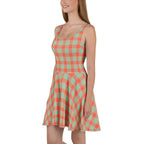 Spring Rain and Persimmon Plaid Skater Dress - Scottish Squares