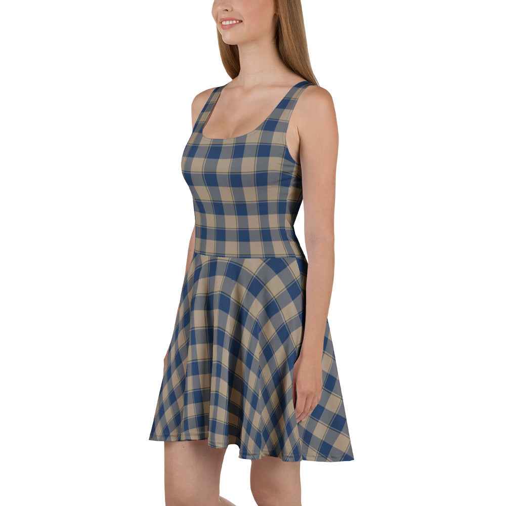 Cello and Donkey Brown Plaid Skater Dress - Scottish Squares