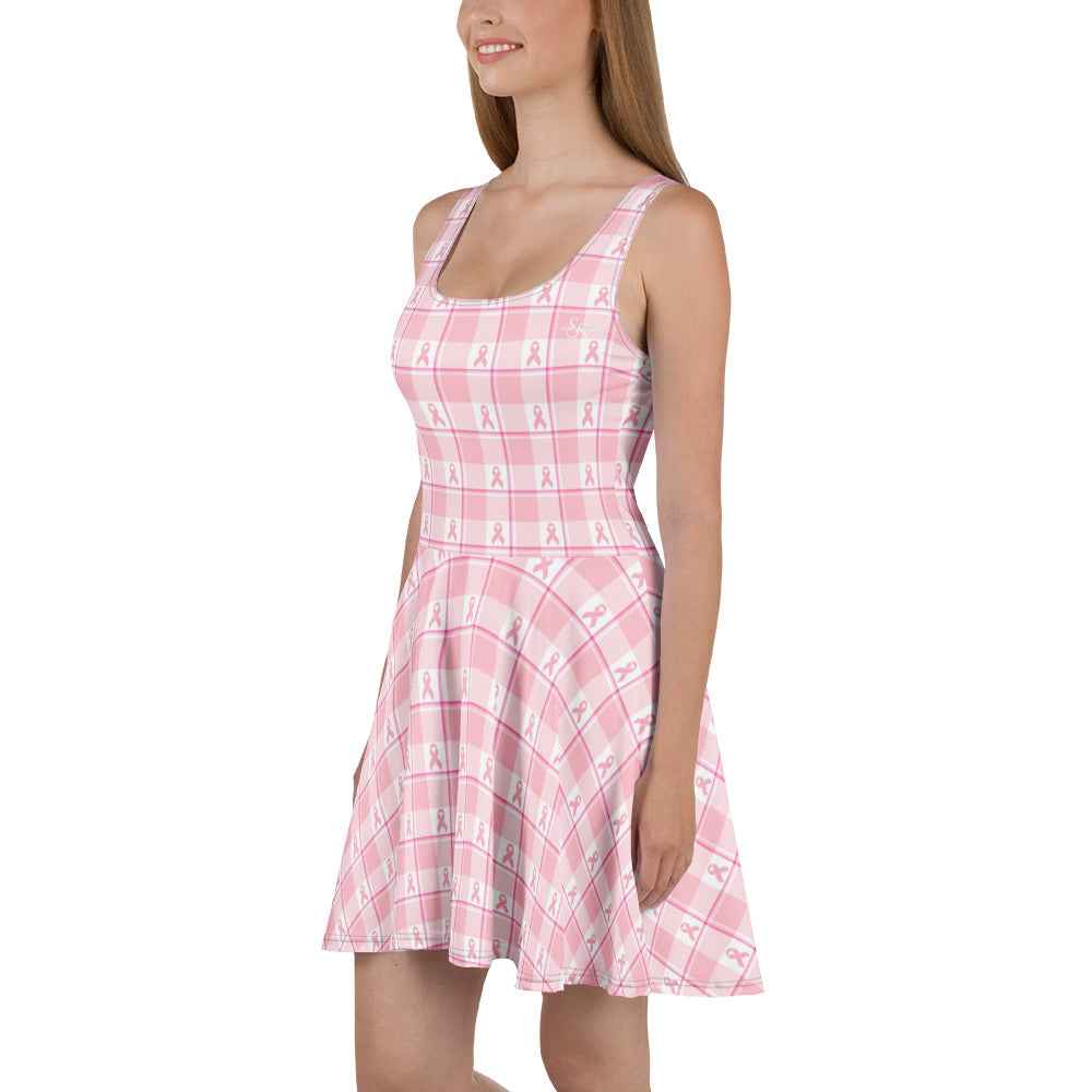 Skater Dress Breast Cancer Awareness Plaid 3XL - Scottish Squares