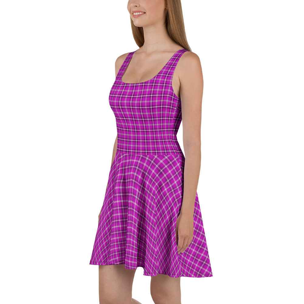 Skater Dress Purple Pink Black Plaid Classic