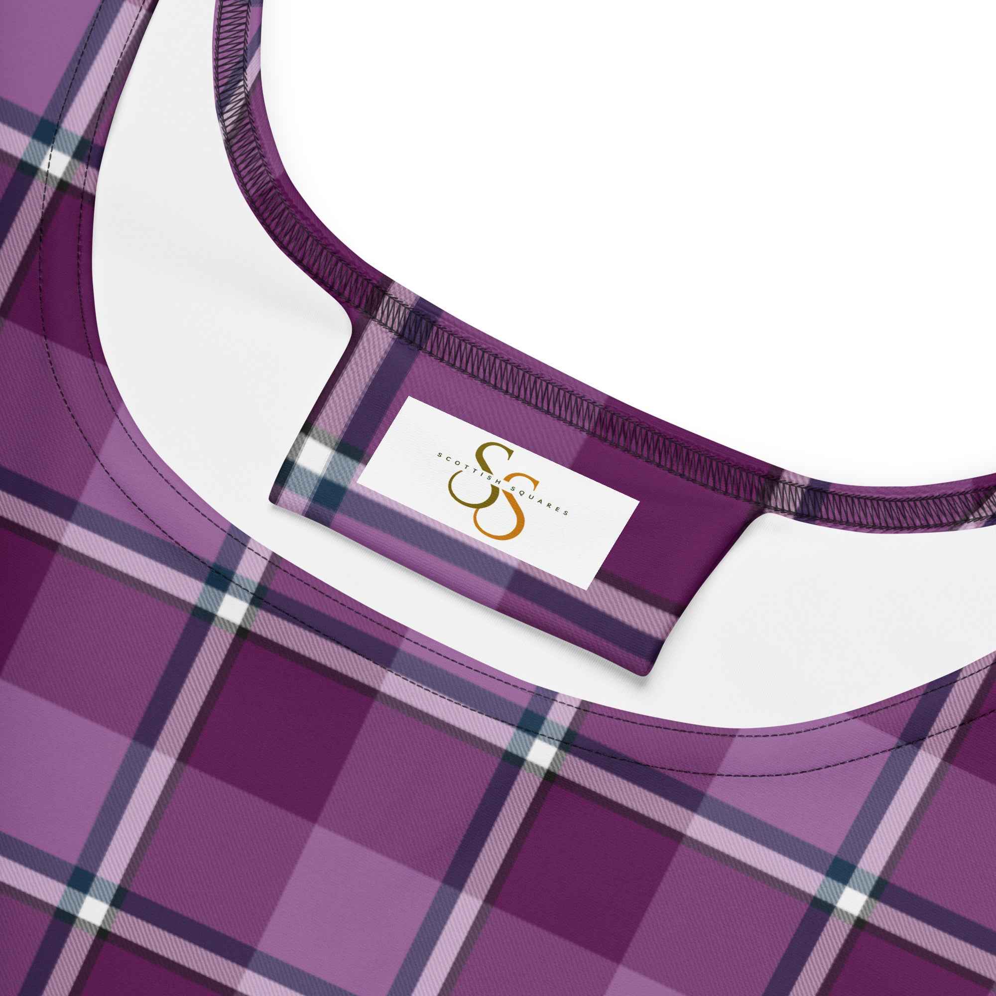 Purple and Trendy Pink Plaid Skater Dress - Scottish Squares
