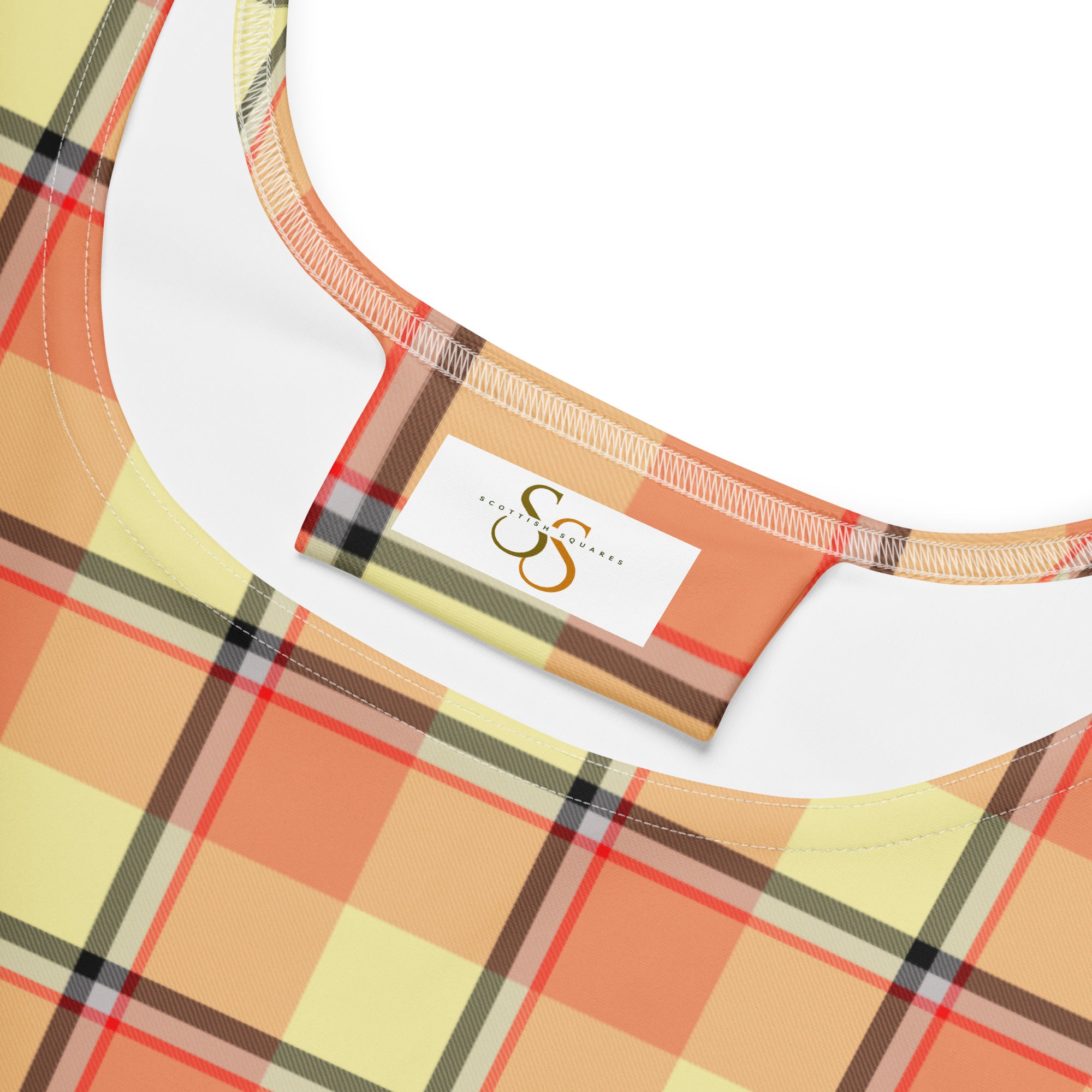 Claystone and Morning Mist Plaid Skater Dress - Scottish Squares