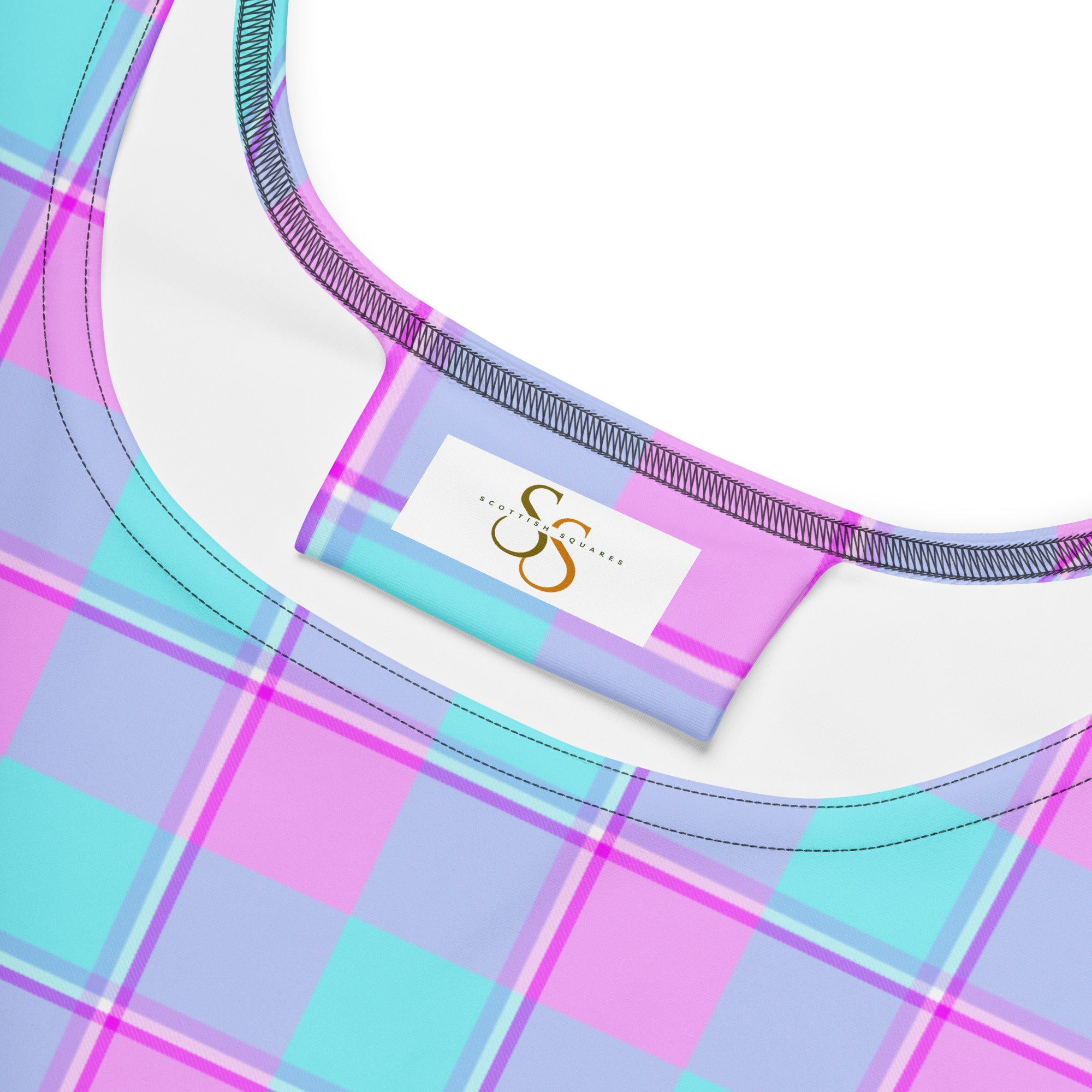 Mauve and Coastal Mist Plaid Skater Dress - Scottish Squares