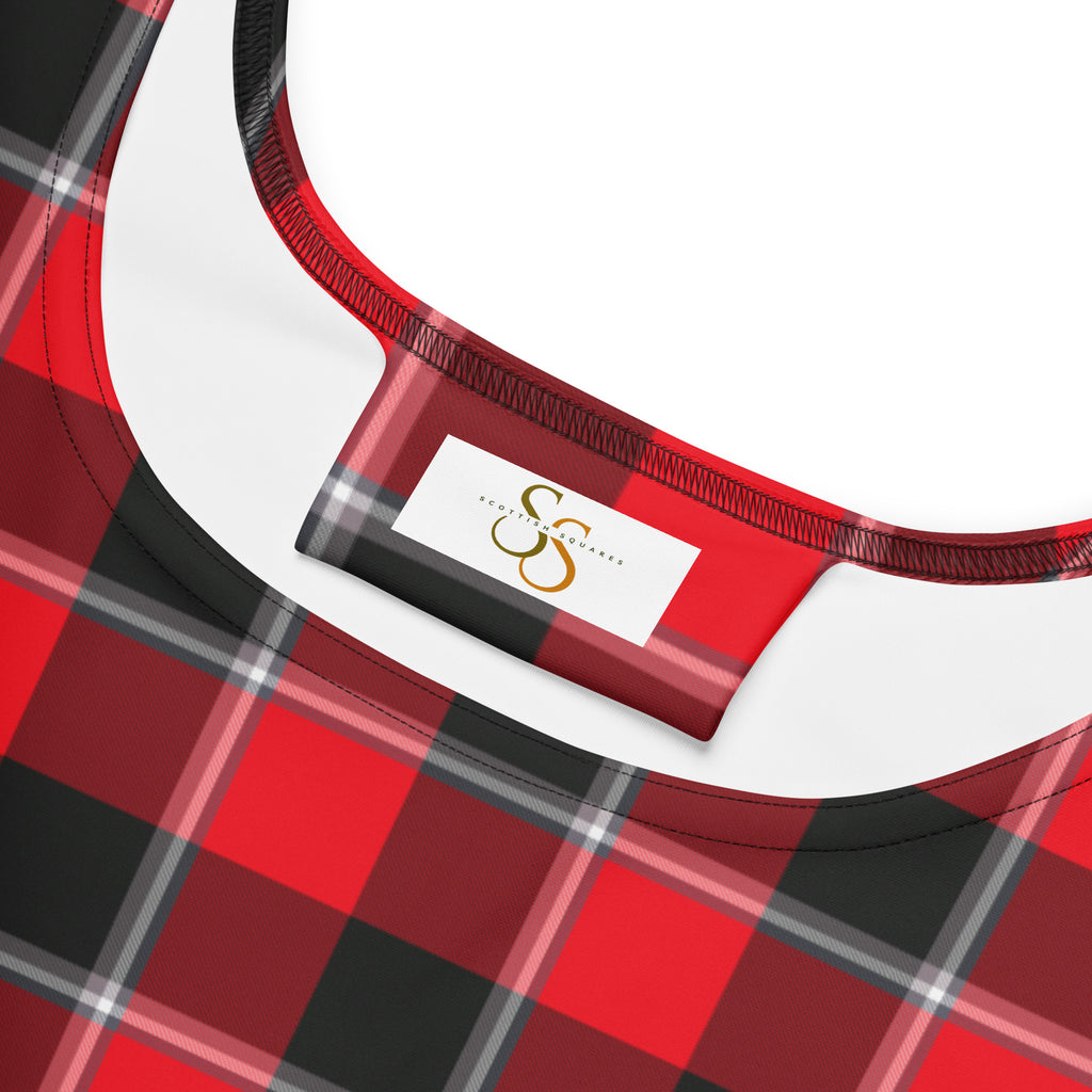 Red Ribbon and Heavy Metal Plaid Skater Dress - Scottish Squares