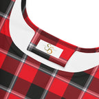 Red Ribbon and Heavy Metal Plaid Skater Dress - Scottish Squares