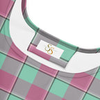 Vista Blue and Turkish Rose Plaid Skater Dress - Scottish Squares