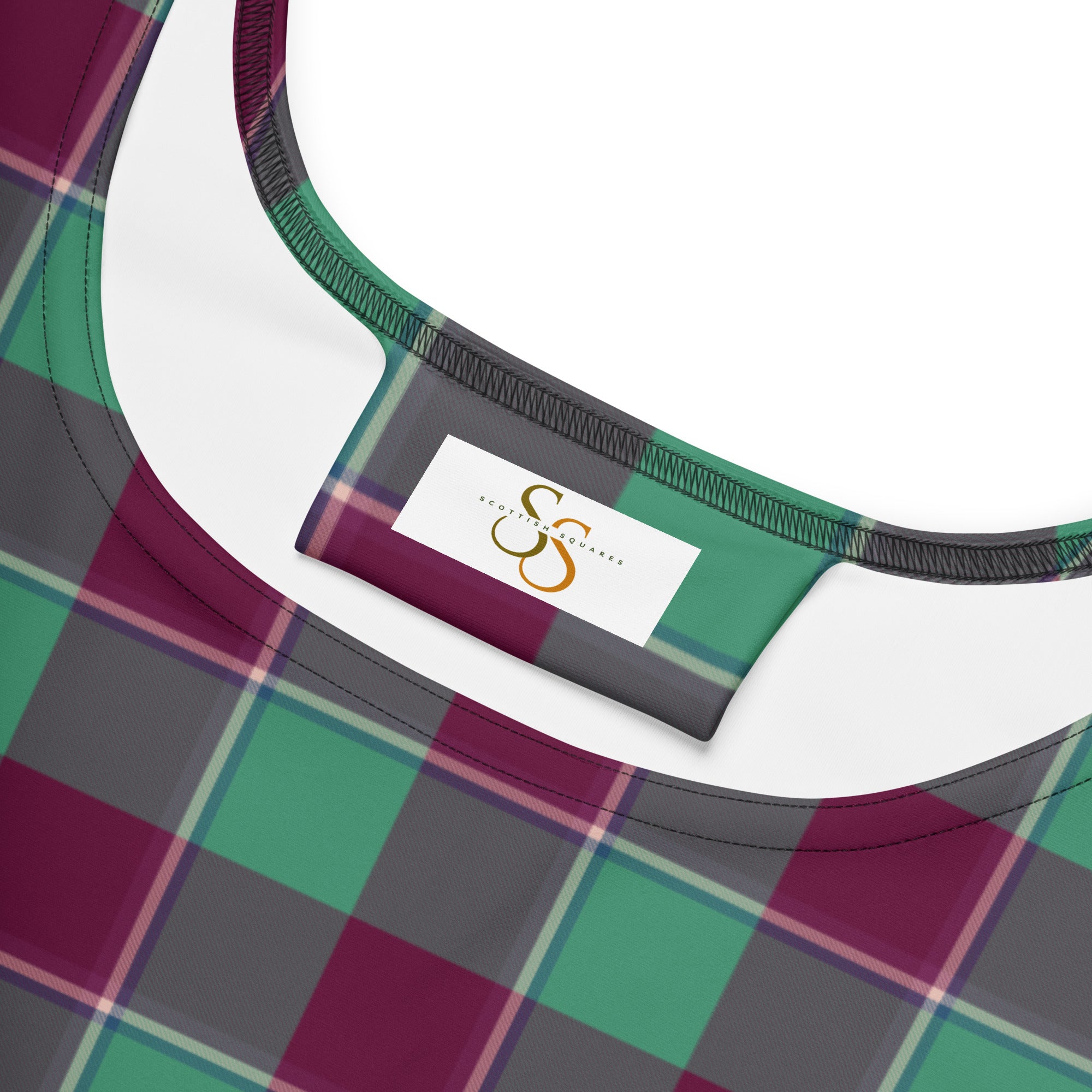 Ocean Green and Mulberry Wood Plaid Skater Dress - Scottish Squares