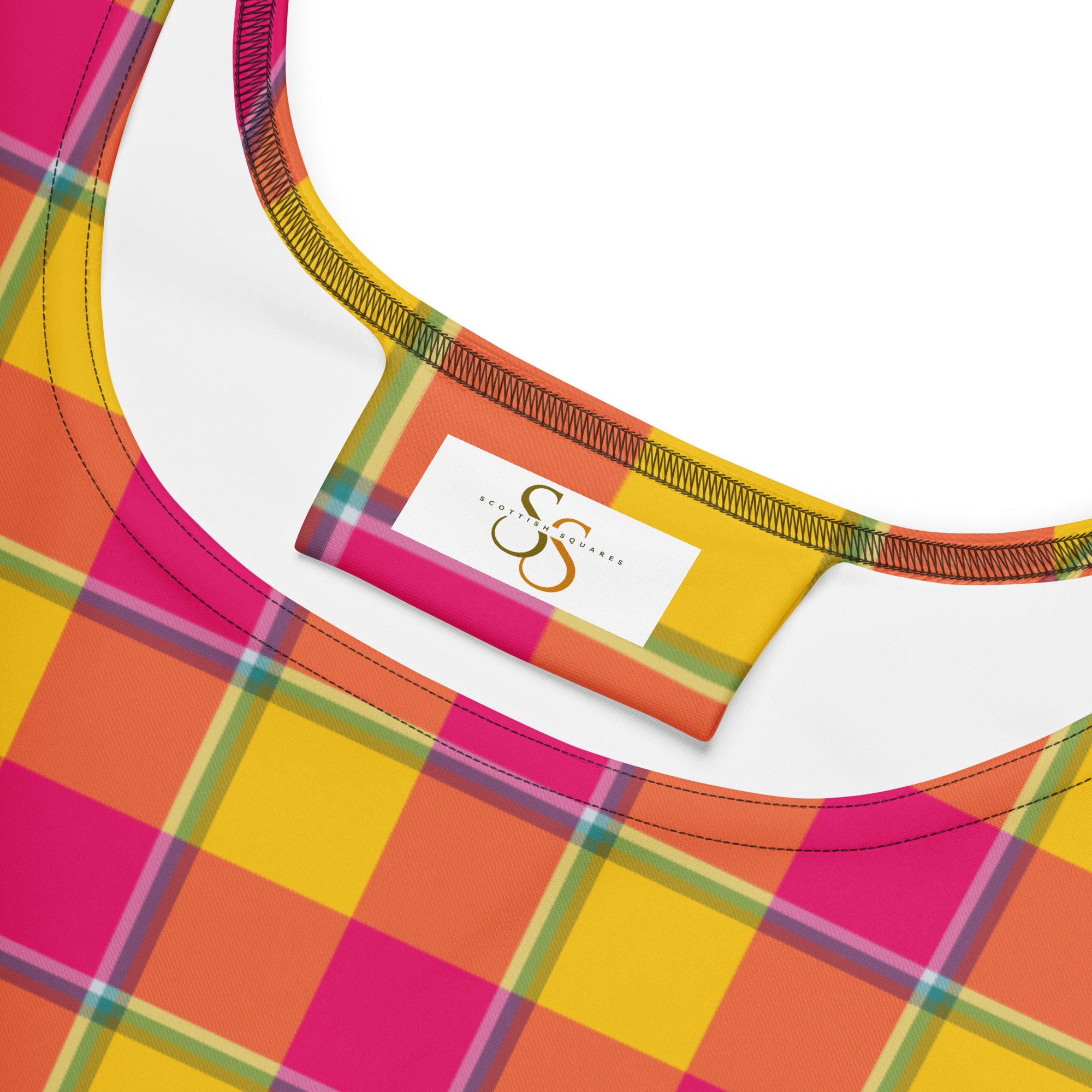 Corn and Razzmatazz Plaid Skater Dress - Scottish Squares