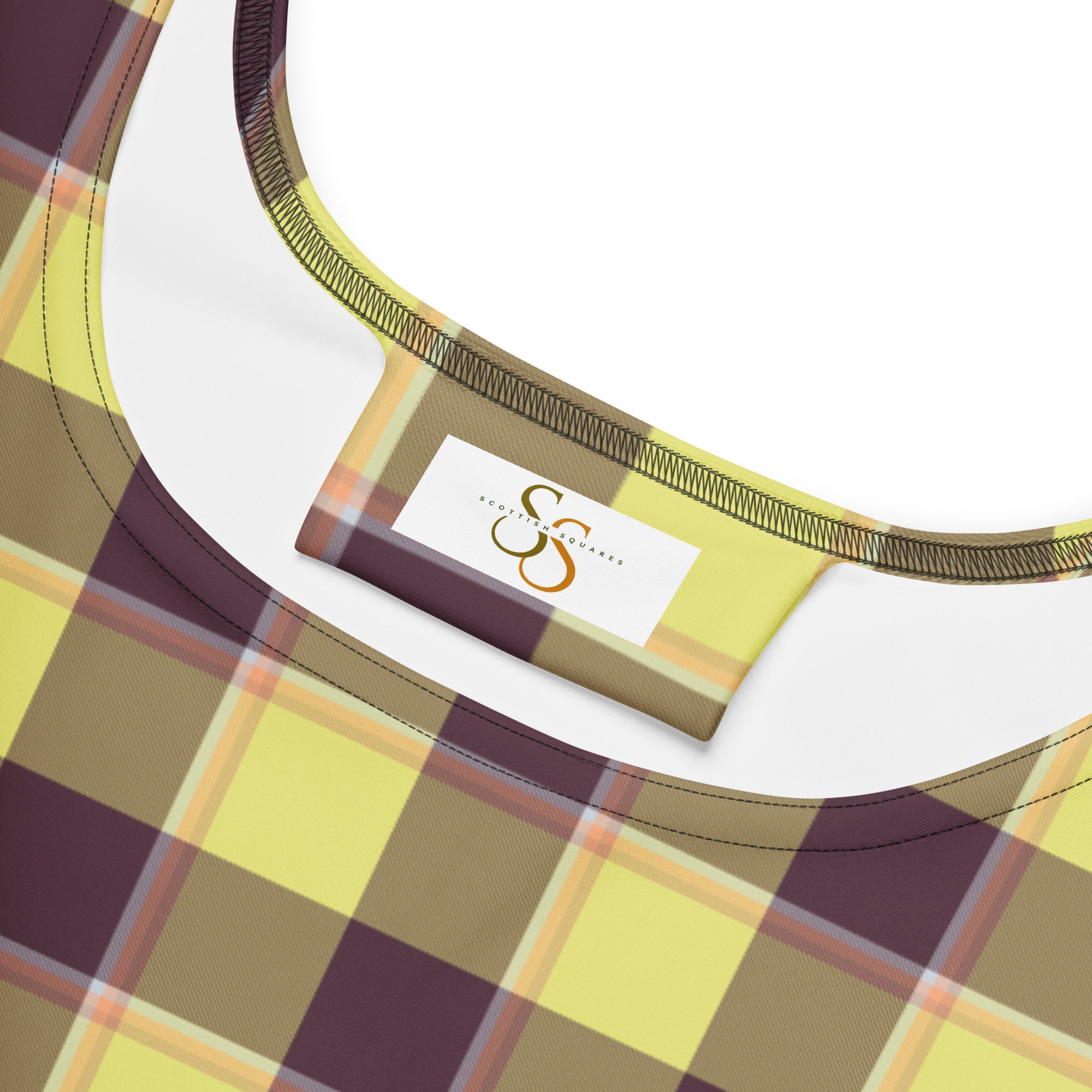 Flax and Livid Brown Plaid Skater Dress - Scottish Squares