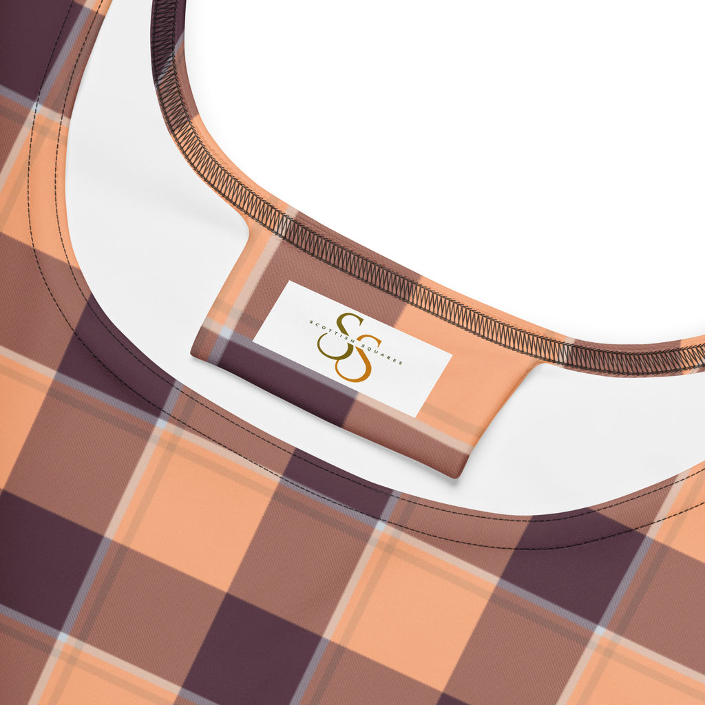 Hit Pink and Livid Brown Plaid Skater Dress - Scottish Squares