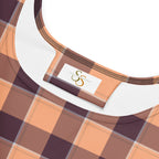 Hit Pink and Livid Brown Plaid Skater Dress - Scottish Squares