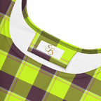 Electric Lime and Livid Brown Plaid Skater Dress - Scottish Squares