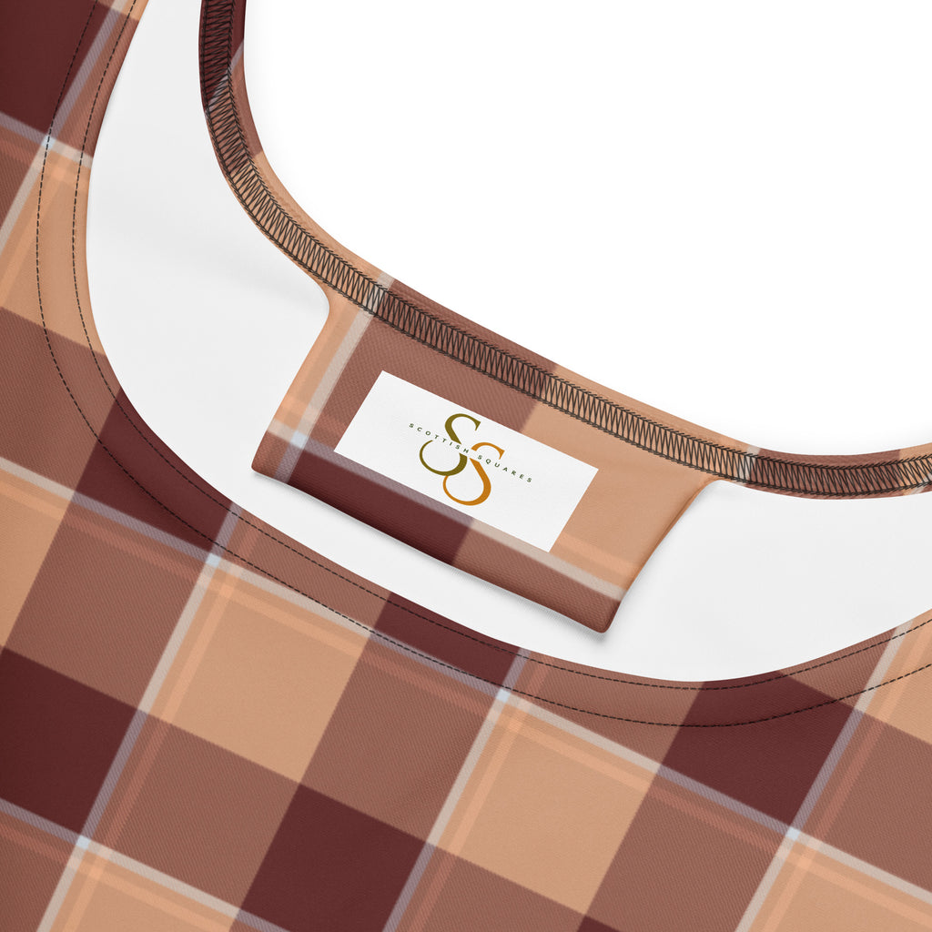 Whiskey and Livid Brown Plaid Skater Dress - Scottish Squares