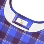 Cornflower Blue and Livid Brown Plaid Skater Dress - Scottish Squares
