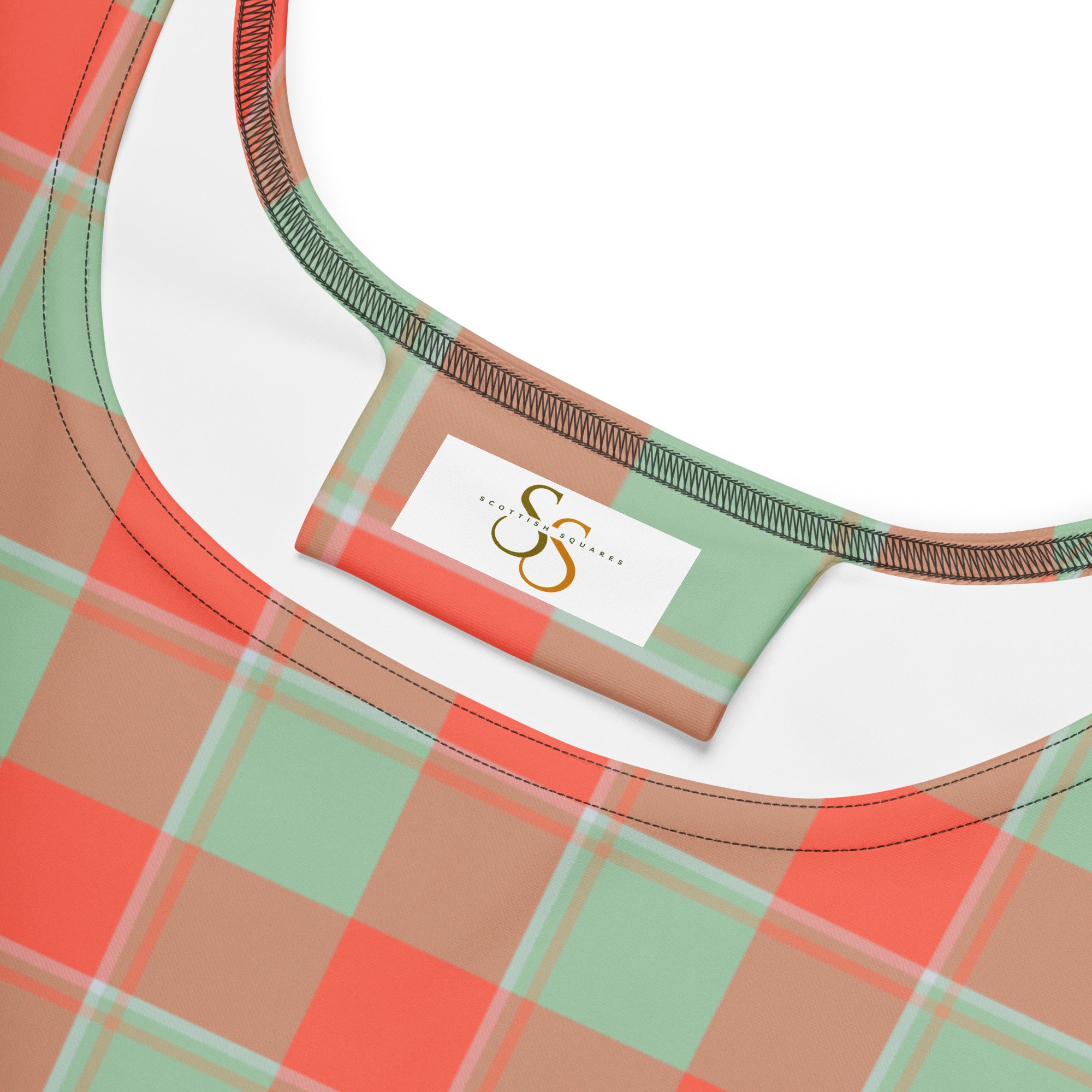Spring Rain and Persimmon Plaid Skater Dress - Scottish Squares