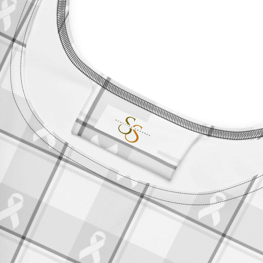 Skater Dress Lung Cancer Awareness Plaid, White Ribbon, Supportive Gift - Scottish Squares