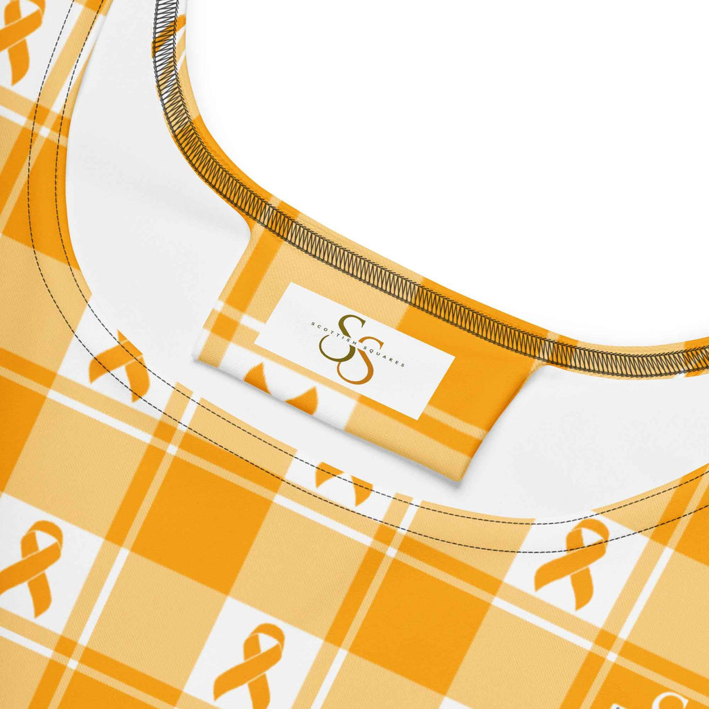 Skater Dress Kidney Cancer Awareness Plaid, Orange Ribbon, Supportive Gift - Scottish Squares