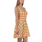 Claystone and Morning Mist Plaid Skater Dress - Scottish Squares