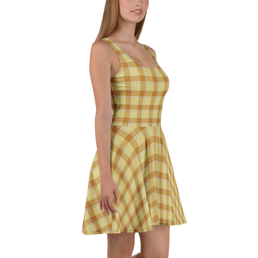 Zombie and Copper Plaid Skater Dress - Scottish Squares