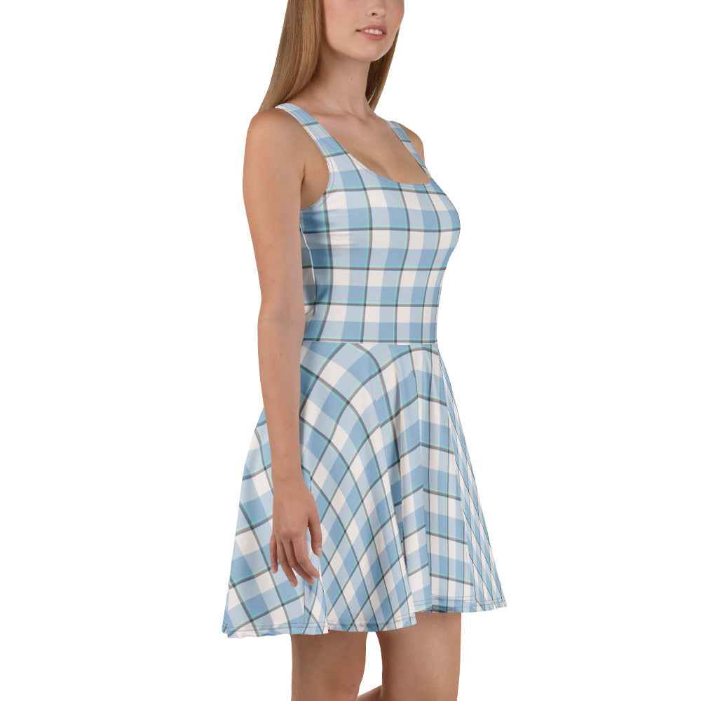 Pink Cloud and Blue Lagoon Plaid Skater Dress - Scottish Squares