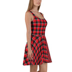 Red Ribbon and Heavy Metal Plaid Skater Dress - Scottish Squares