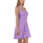Viola and Dull Lavender Plaid Skater Dress - Scottish Squares