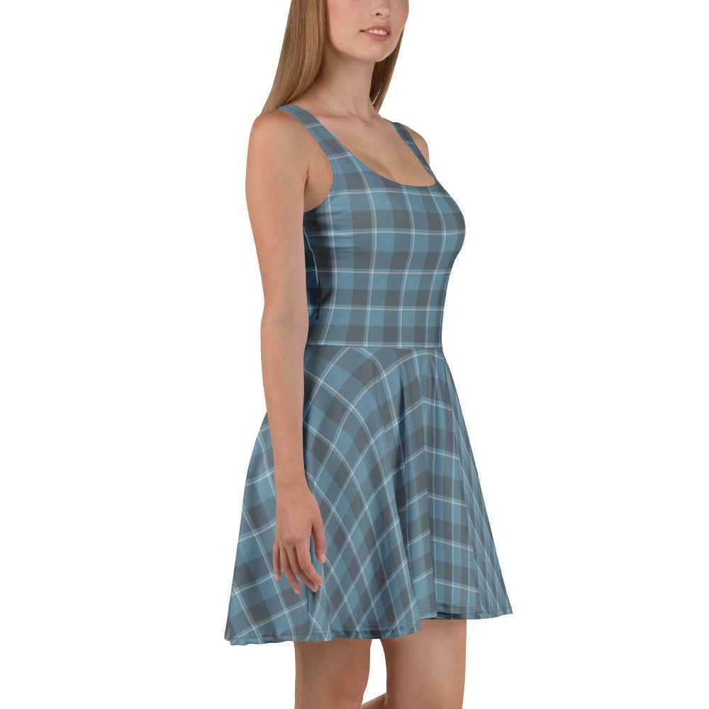 Hoki and Shuttle Gray Plaid Skater Dress - Scottish Squares