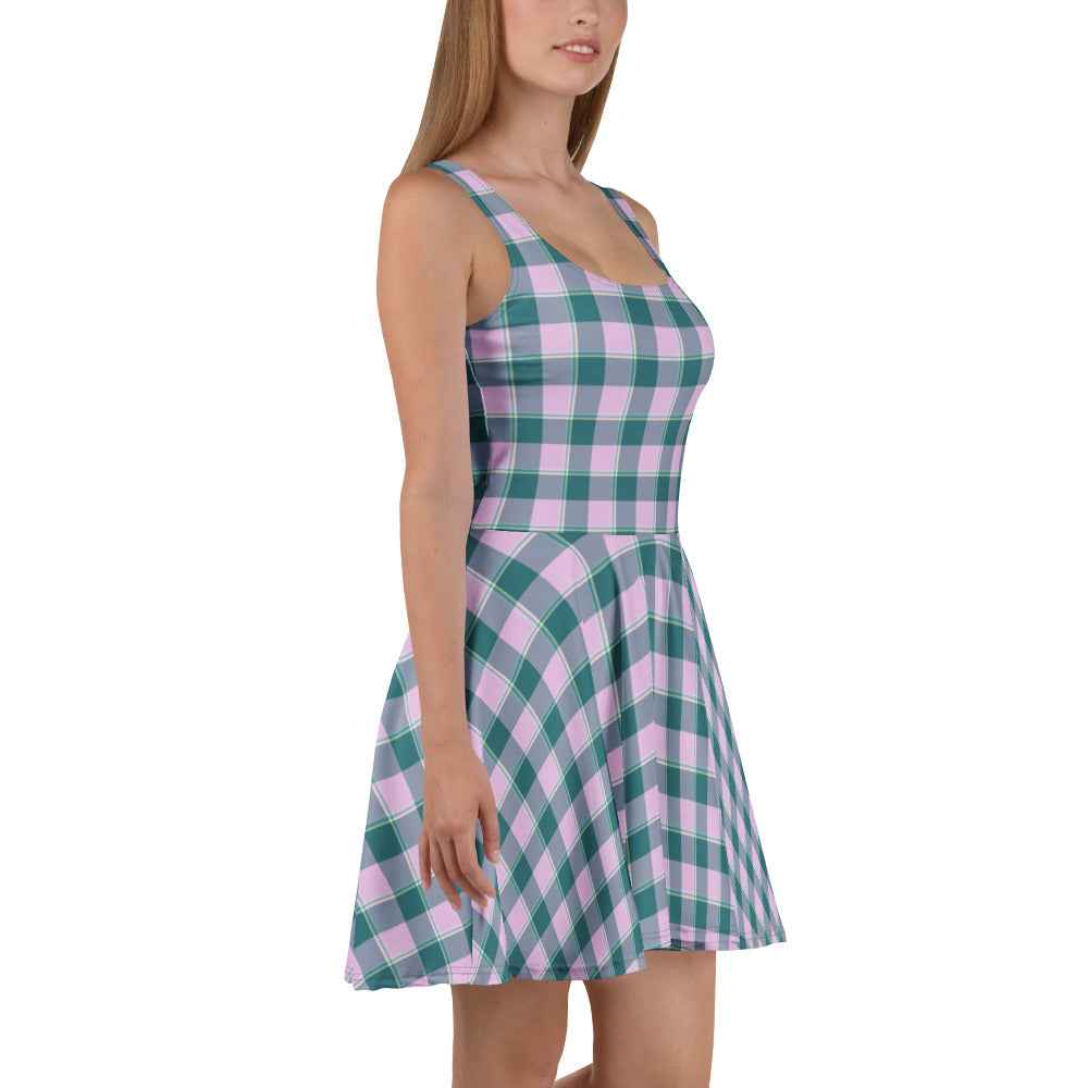 Ming and Melanie Plaid Skater Dress - Scottish Squares