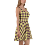 Flax and Livid Brown Plaid Skater Dress - Scottish Squares