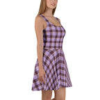 Light Wisteria and Livid Brown Plaid Skater Dress - Scottish Squares