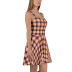 Hit Pink and Livid Brown Plaid Skater Dress - Scottish Squares