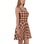 Whiskey and Livid Brown Plaid Skater Dress - Scottish Squares